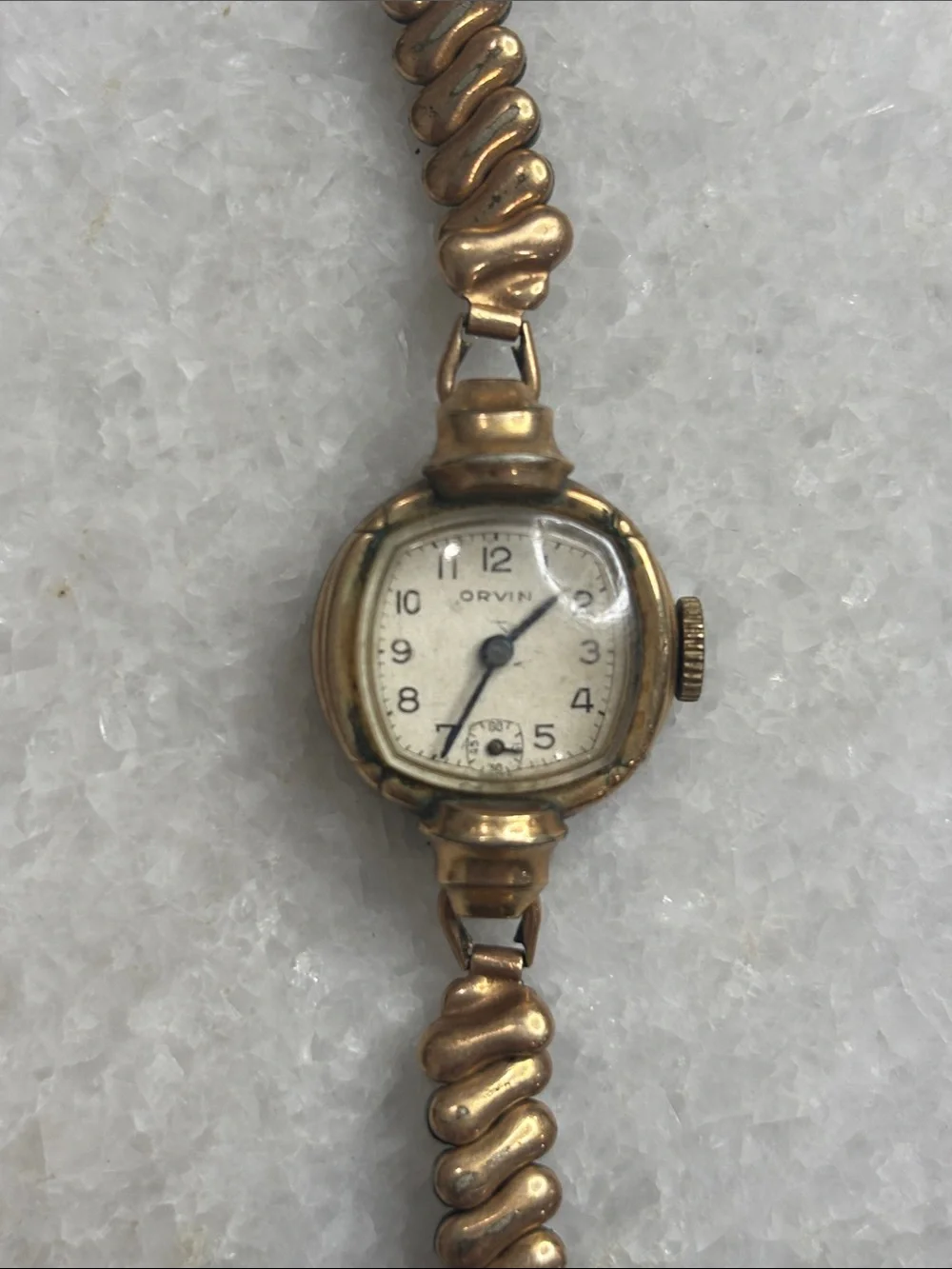 Orvin Vintage Ladies Gold-Tone Bracelet Watch